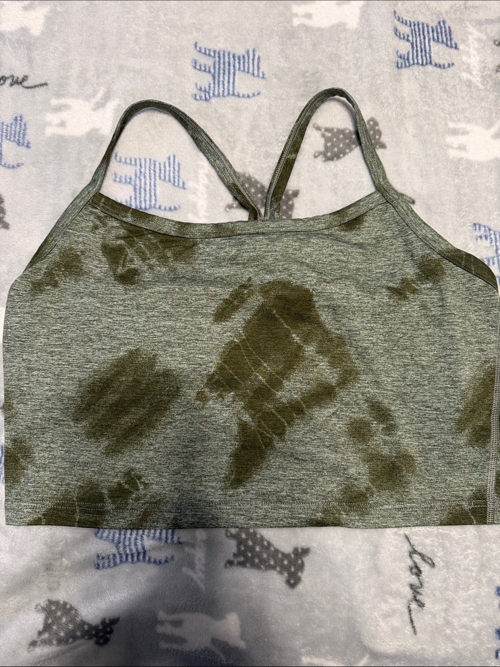aerie Olive Green Tie-Dye Seamless Sports Bra